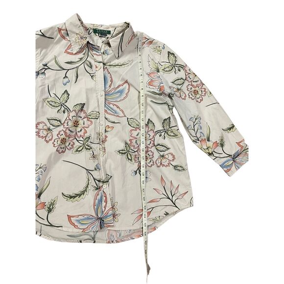 Ralph Lauren Women Spring Floral Print Beige Button Down Shirt Sz XL - Picture 4 of 10